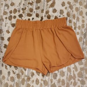 Women's Orange Wide Banded Shorts